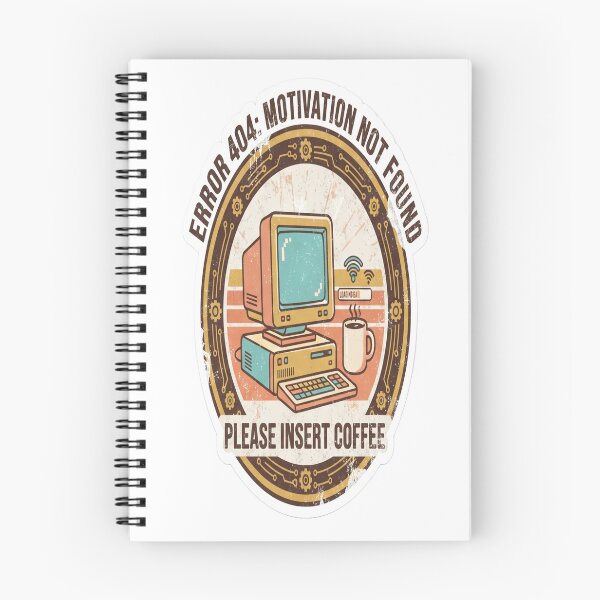 Item preview, Error 404 Motivation Not Found Cute Retro Computer Coffee T-Shirt & Sticker designed and sold by MAHVIX.
