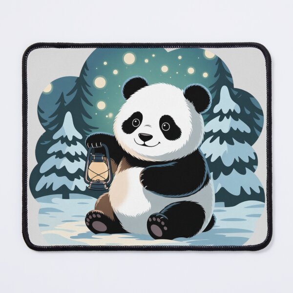 Item preview, Chubby panda cub sitting in snow holding a tiny lantern designed and sold by 123ks.