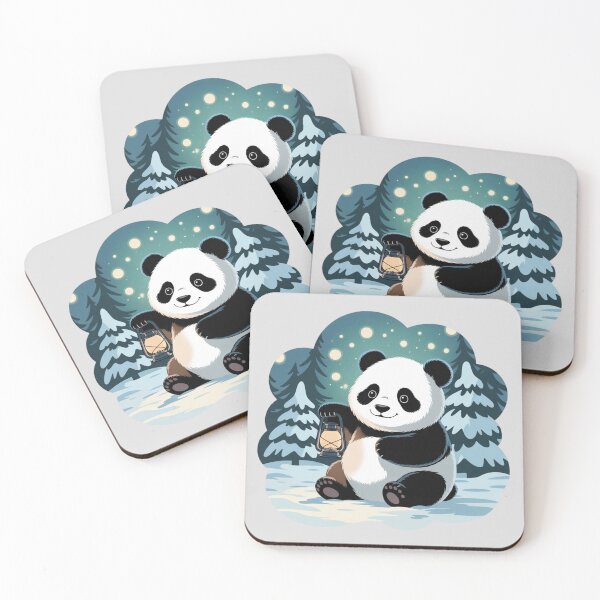 Item preview, Chubby panda cub sitting in snow holding a tiny lantern designed and sold by 123ks.