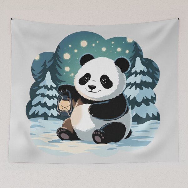Item preview, Chubby panda cub sitting in snow holding a tiny lantern designed and sold by 123ks.