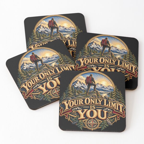 Item preview, Your Only Limit Is You Motivational Mountain Embroidery Design designed and sold by Emoji Emblems.