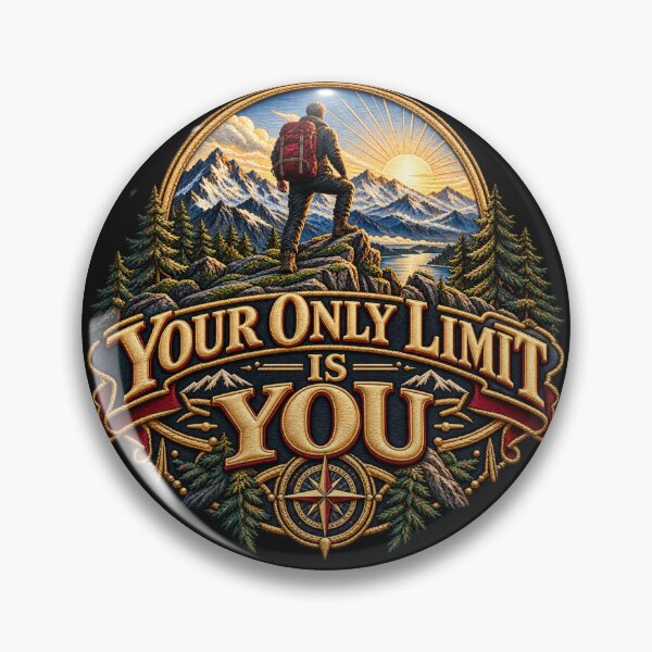 Item preview, Your Only Limit Is You Motivational Mountain Embroidery Design designed and sold by Emoji Emblems.