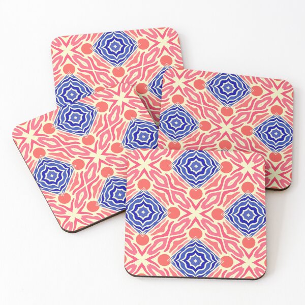 Item preview, Coral Coast Kaleidoscope - Retro Cobalt & Coral Geometric Pattern designed and sold by ECE Love.
