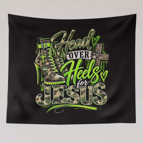 Item preview, Head Over Heels for Jesus Christian Green & Camo designed and sold by LiveInWorship.