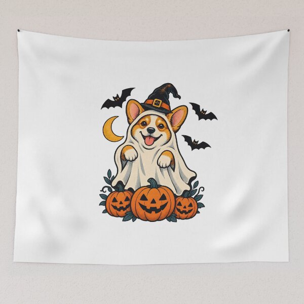 Item preview, Halloween Dogs Pets Corgi Ghost Pumpkin designed and sold by calicito.