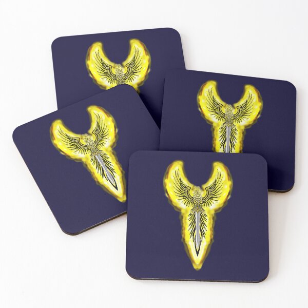 Item preview, Majestic Vertical Golden Phoenix with Flaming Sword Crest designed and sold by URSM.