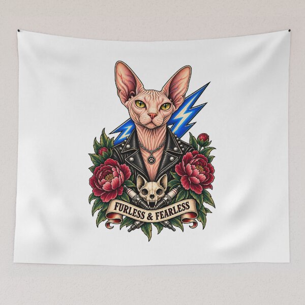 Item preview, Sphynx Biker Cat Furless and Fearless  designed and sold by Old's Cool Cat Studio.
