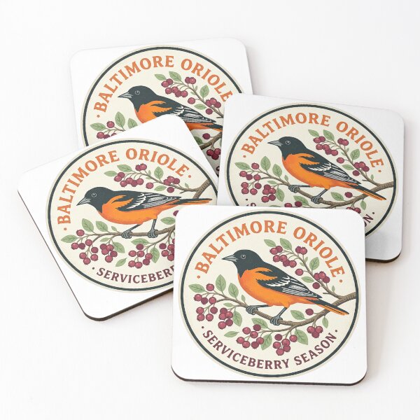 Item preview, Baltimore Oriole Serviceberry Season Bird Illustration designed and sold by shifumart.