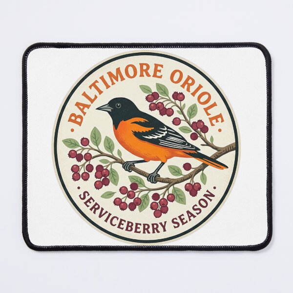 Item preview, Baltimore Oriole Serviceberry Season Bird Illustration designed and sold by shifumart.