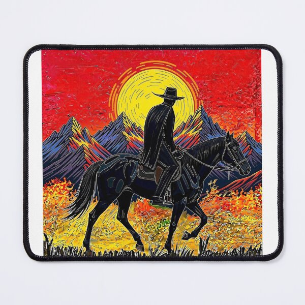 Item preview, Cowboy looking at mountains. designed and sold by pandaprintart.