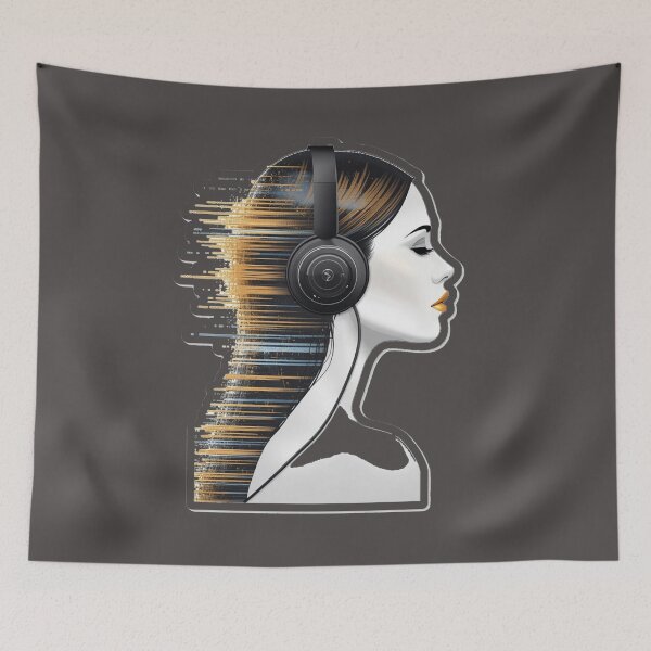 Item preview, Glitch Aesthetic Girl with Headphones designed and sold by MargaretPolanco.