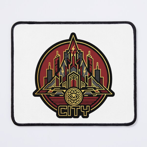 Item preview, Cyberpunk City All Seeing Eye Skyline Badge Sticker designed and sold by cannsuh.
