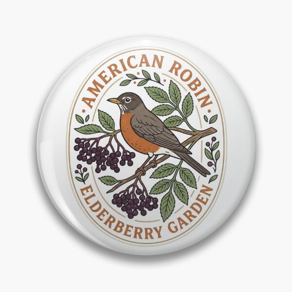 Item preview, American Robin Elderberry Garden Bird Illustration designed and sold by shifumart.