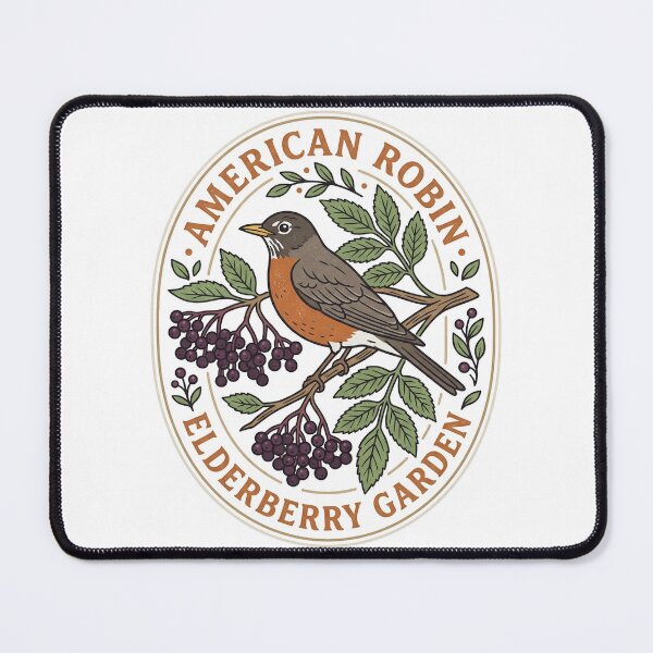 Item preview, American Robin Elderberry Garden Bird Illustration designed and sold by shifumart.