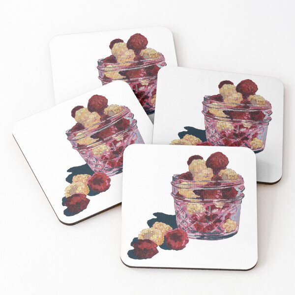Item preview, Hand Painted Garden Raspberries in a glass jar designed and sold by KateIvesArt.