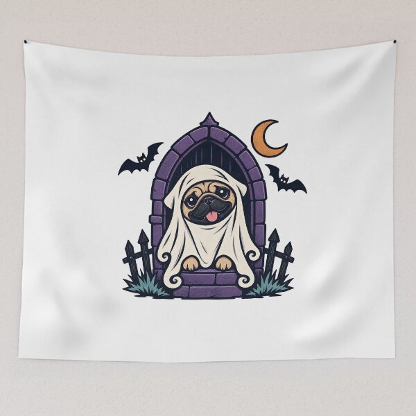 Item preview, Halloween Dogs Pets Pug Spooky Castle designed and sold by calicito.