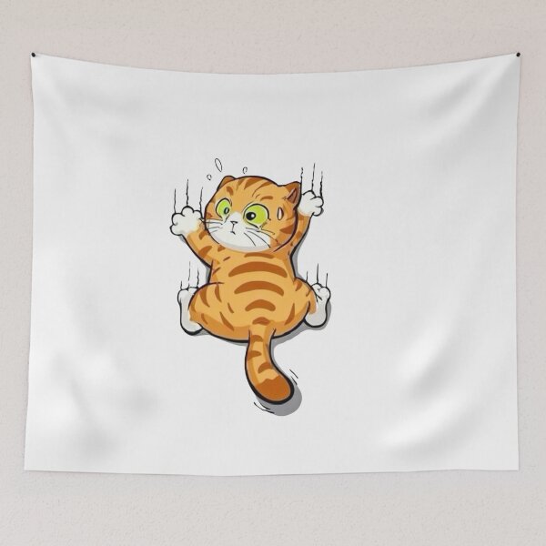 Item preview, Funny Orange Cat Climbing Wall Cute Cartoon Kitty Design designed and sold by anemiche.