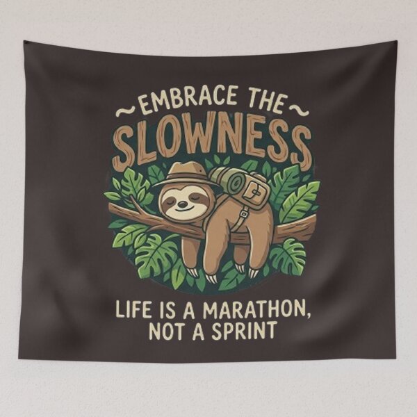 Item preview, Embrace The Slowness Sloth Vintage Hiking Meme designed and sold by PetalsPaws.