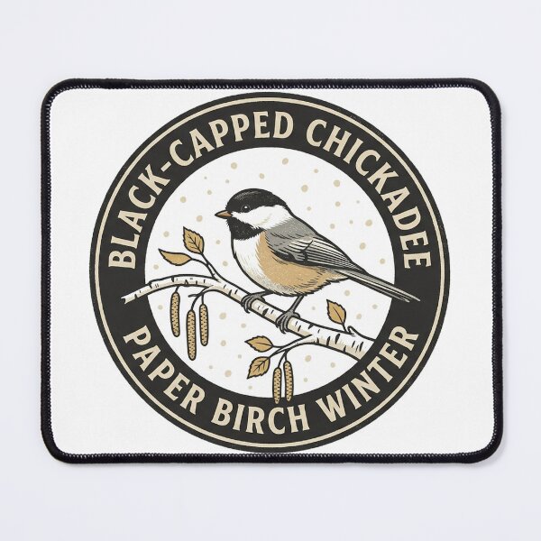 Item preview, Black-Capped Chickadee Paper Birch Winter Illustration designed and sold by shifumart.