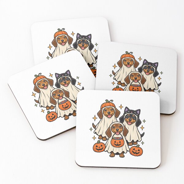 Item preview, Halloween Dogs Pets Dachshund Ghost Trio designed and sold by calicito.
