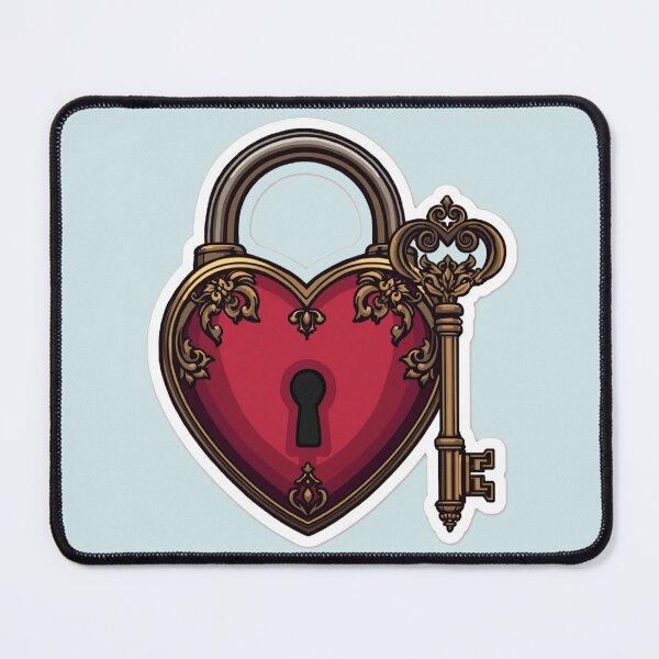 Item preview, Heart Lock and Key Valentine Romance designed and sold by MargaretPolanco.