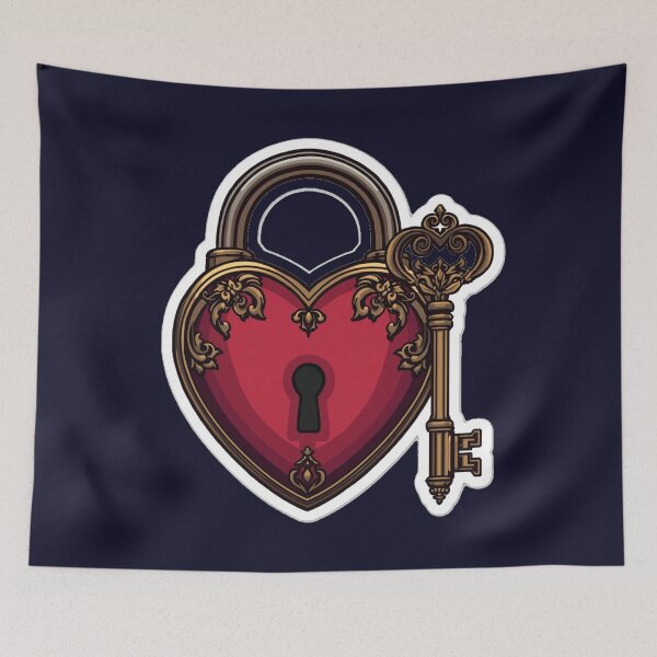 Item preview, Heart Lock and Key Valentine Romance designed and sold by MargaretPolanco.