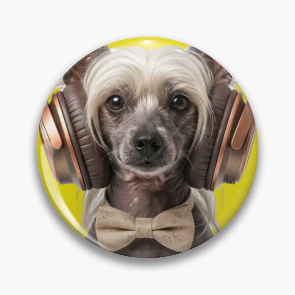 Item preview, Dapper Chinese Crested Dog with Bronze Headphones designed and sold by Sulco Design.