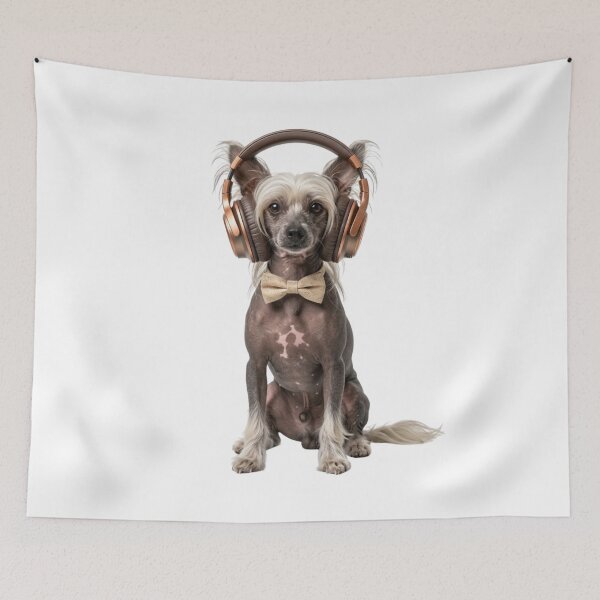Item preview, Dapper Chinese Crested Dog with Bronze Headphones designed and sold by Sulco Design.