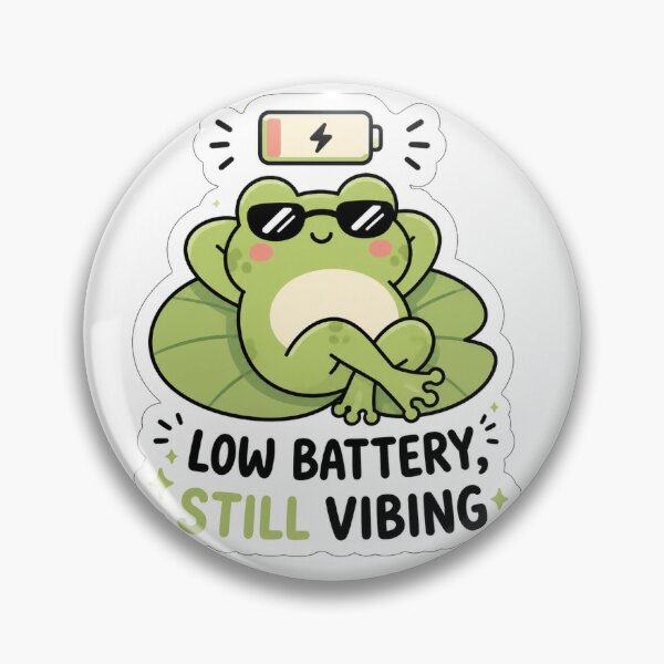 Item preview, Low Battery Still Vibing Frog Sticker designed and sold by AmazingVDesigns.
