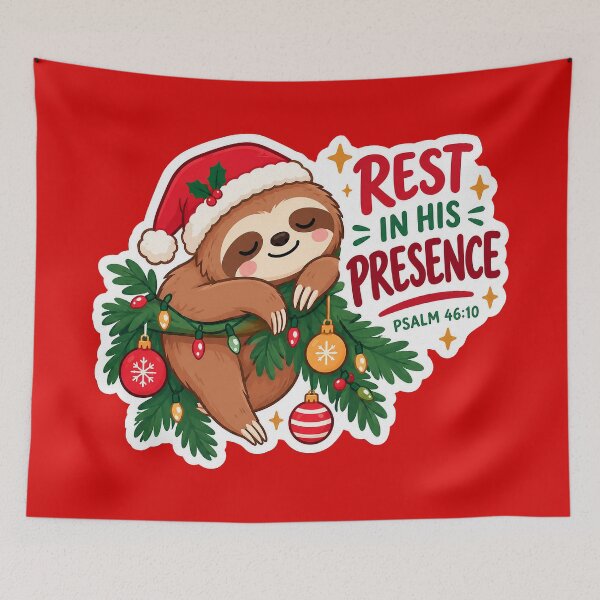 Item preview, Psalm 46:10 Rest In His Presence - Sloth Christmas Hat  designed and sold by plushism.