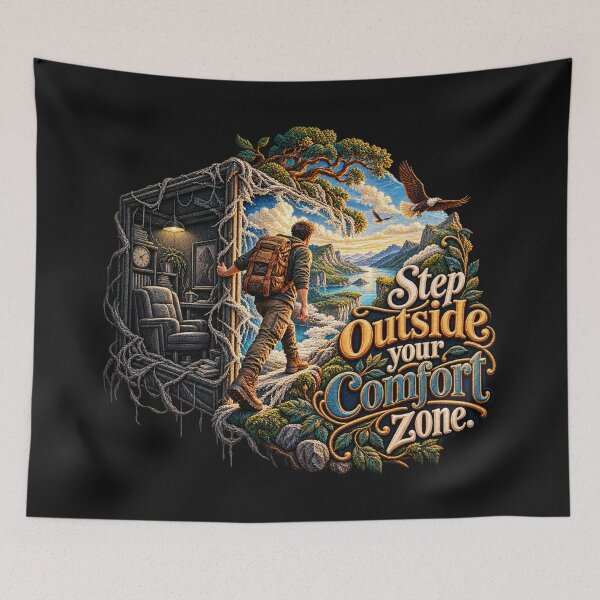 Item preview, Step Outside Your Comfort Zone Motivational Adventure Embroidery designed and sold by Emoji Emblems.