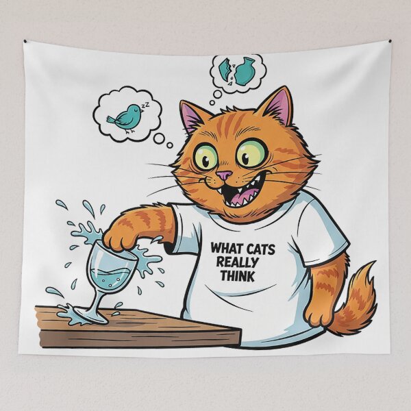 Item preview, What Cats Really Think Funny Cat Knocking Glass Sticker designed and sold by cannsuh.