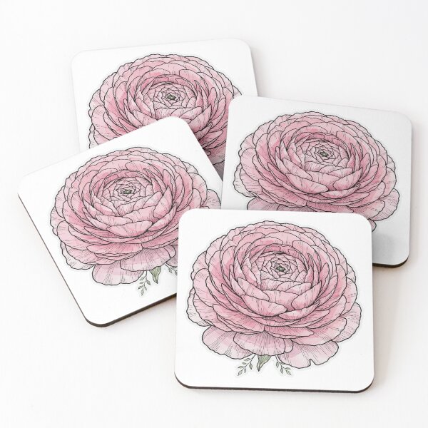 Item preview, Pink Ranunculus Sticker | Ranunculus Die Cut Sticker | Fine Line Bold Botanical Decal | Pink Flower Laptop Sticker designed and sold by FineLineBotanical .