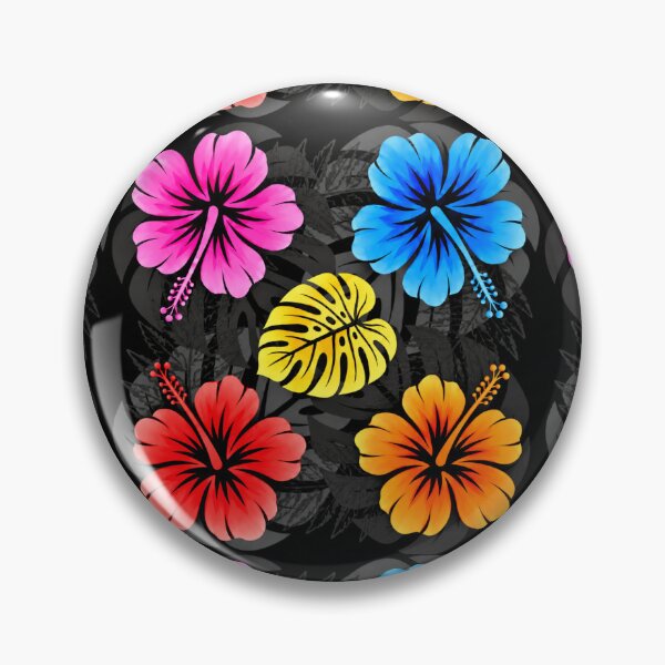 Item preview, Colorful Hawaiian Hibiscus – Black Tropical Floral Pattern designed and sold by Plus91BIRD.