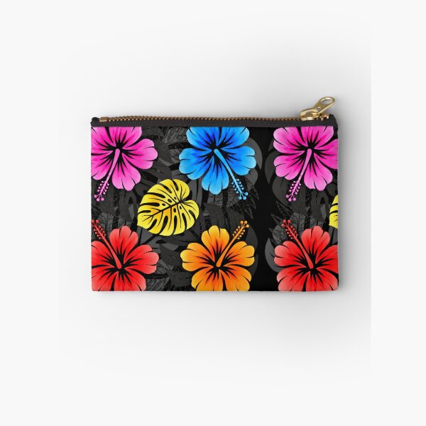 Item preview, Colorful Hawaiian Hibiscus – Black Tropical Floral Pattern designed and sold by Plus91BIRD.