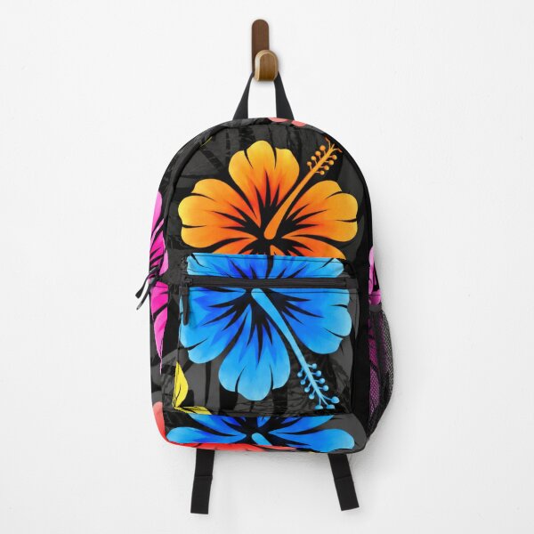 Item preview, Colorful Hawaiian Hibiscus – Black Tropical Floral Pattern designed and sold by Plus91BIRD.