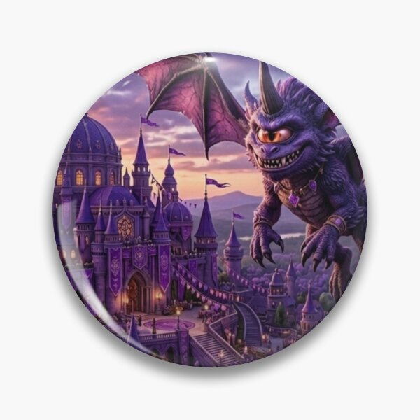Item preview, One Eyed One Horned Creature Flying over Purple Palace on purple planet designed and sold by Melanie's Midnight Marvels.