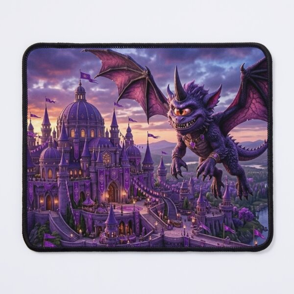 Item preview, One Eyed One Horned Creature Flying over Purple Palace on purple planet designed and sold by Melanie's Midnight Marvels.