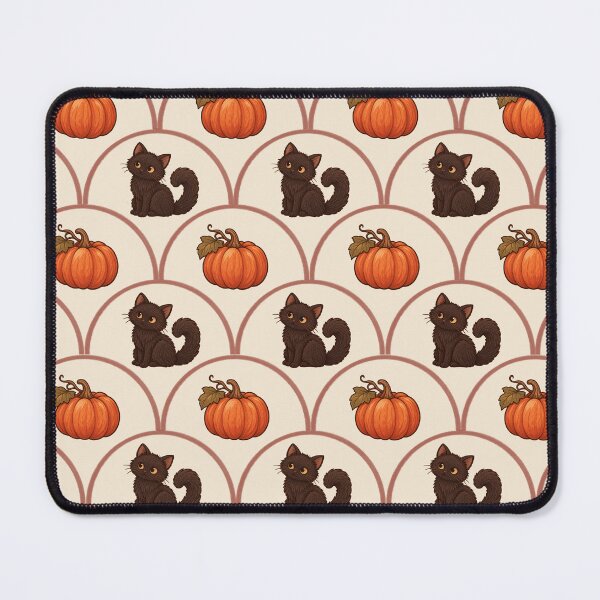 Item preview, Pumpkin & Black Cat - Cozy Halloween Pattern designed and sold by Lunebriar.