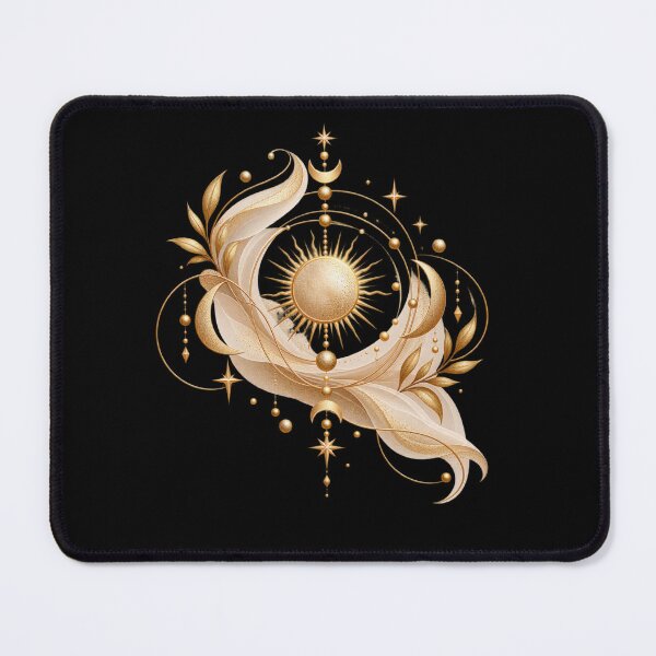 Item preview, Boho Celestial Radiant Sun and Moon Gold Art designed and sold by BohoMysticArt.