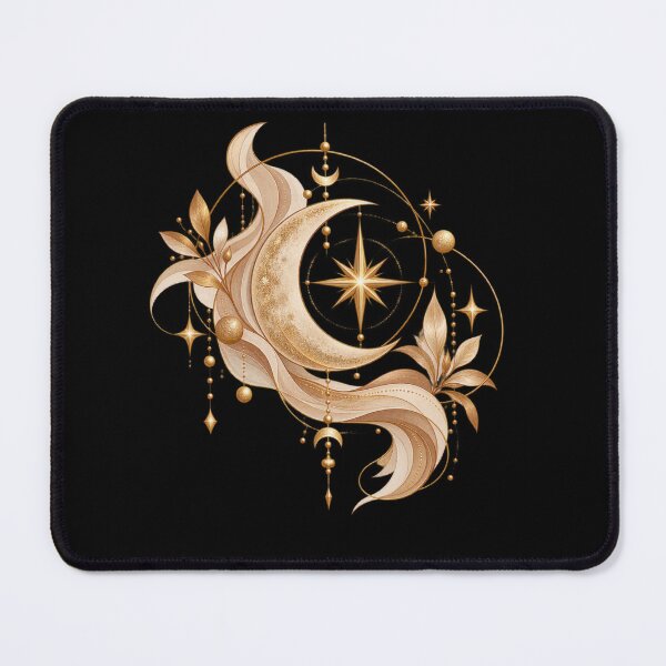 Item preview, Boho Celestial North Star and Moon Gold Art designed and sold by BohoMysticArt.