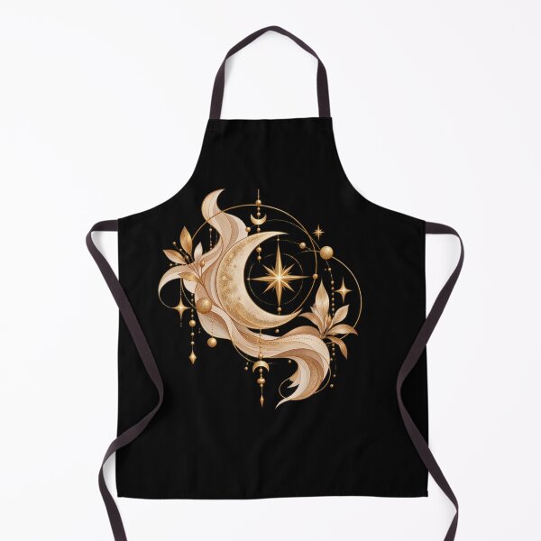 Item preview, Boho Celestial North Star and Moon Gold Art designed and sold by BohoMysticArt.