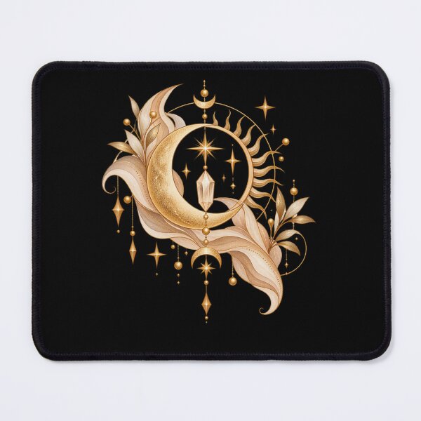Item preview, Boho Celestial Crystal Magic Moon and Sun Gold Art designed and sold by BohoMysticArt.