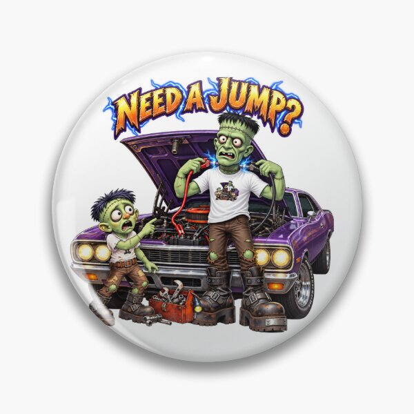 Item preview, Need a Jump? Monster Mechanic Frank & Jr. Automotive Humor designed and sold by Classic Chaos Creations.