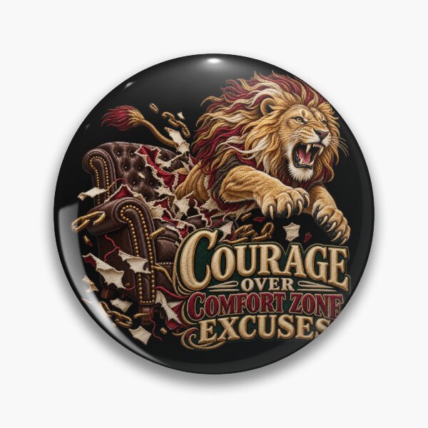 Item preview, Courage Over Comfort Zone Excuses Motivational Lion Embroidery designed and sold by Emoji Emblems.
