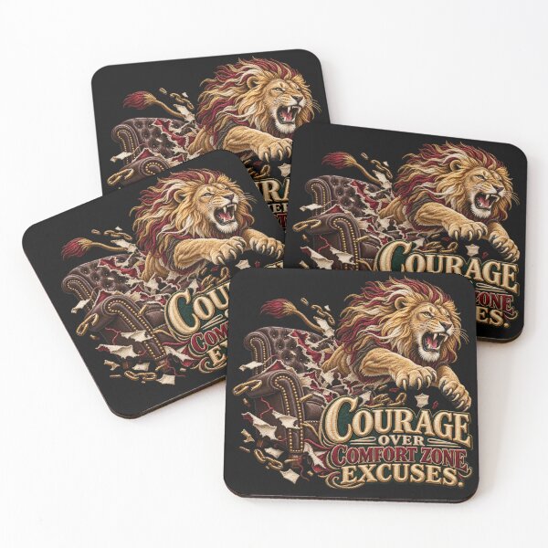Item preview, Courage Over Comfort Zone Excuses Motivational Lion Embroidery designed and sold by Emoji Emblems.