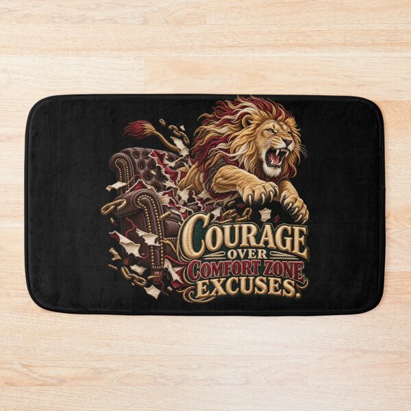 Item preview, Courage Over Comfort Zone Excuses Motivational Lion Embroidery designed and sold by Emoji Emblems.