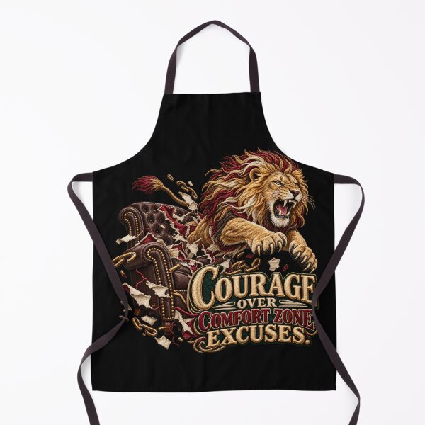 Item preview, Courage Over Comfort Zone Excuses Motivational Lion Embroidery designed and sold by Emoji Emblems.