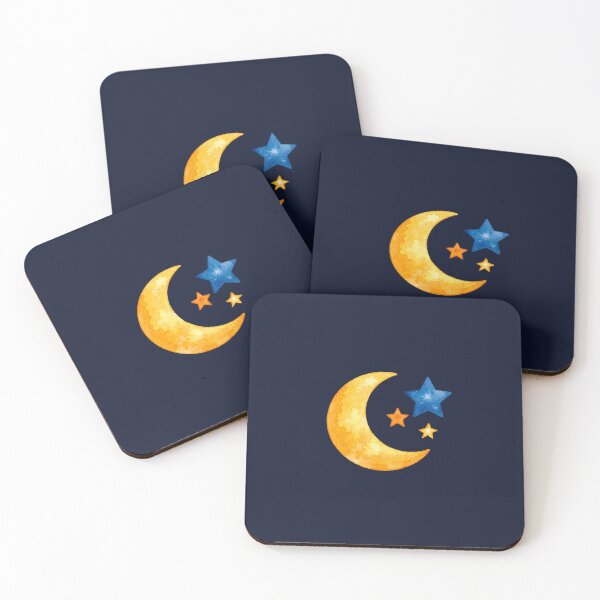 Item preview, Cute Watercolor Crescent Moon and Stars Celestial Art designed and sold by VibeShift Studio.