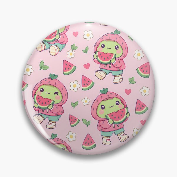 Item preview, Kawaii Frog Watermelon Hoodie Pattern designed and sold by Soft Berry Studio.